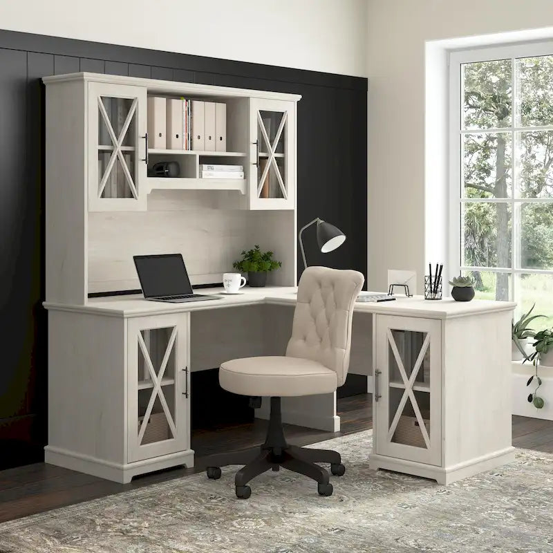 Lennox L Shaped Desk with Hutch and Storage Cabinets by Bush Furniture
