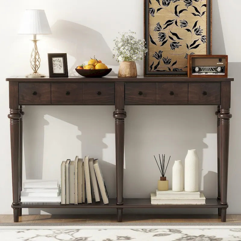 Entryway Table with 4 Drawers(Espresso)