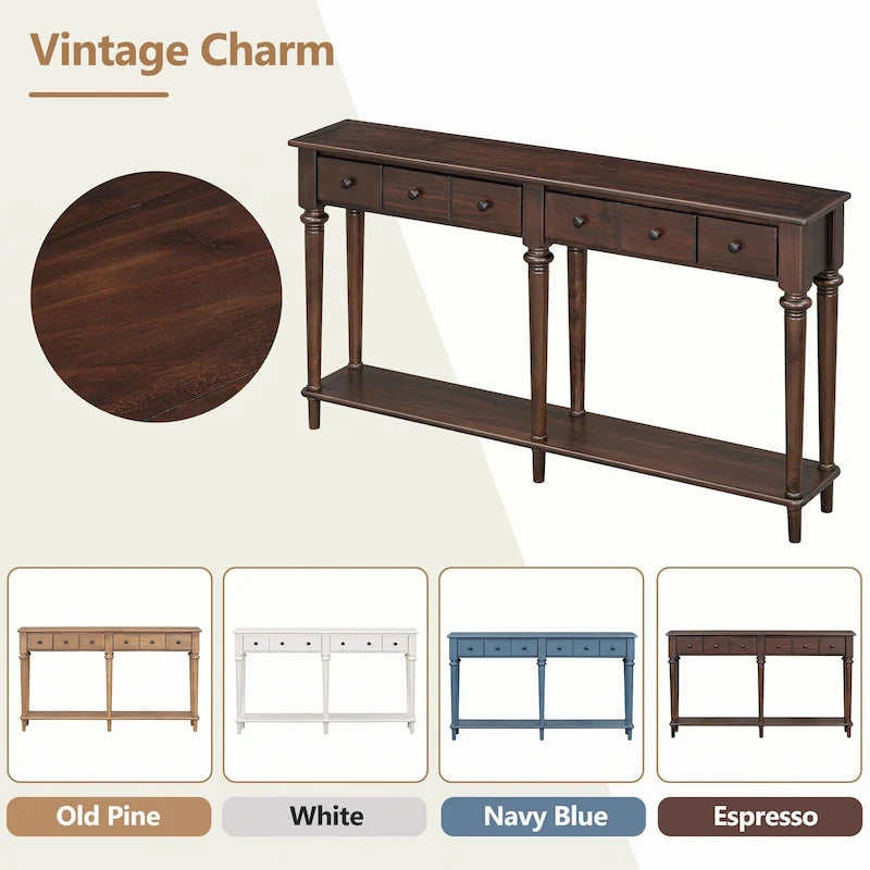 Entryway Table with 4 Drawers(Espresso)