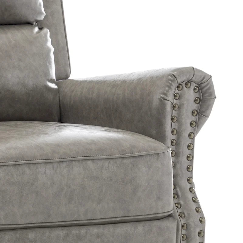 2 Set Nail-head Padded Seat Pushback Recliner Chair