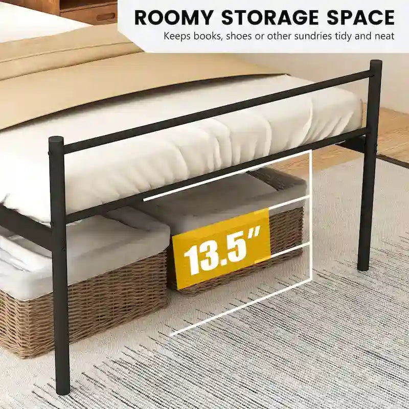 Kovový rám postele Twin s podkladem pro matraci, není potřeba rošt s pružinami