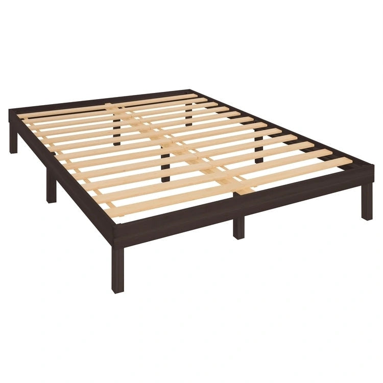 14 Inch Solid Pine Wood Platform Bed Frame No Squeak Bed Frame with Wooden Slats No Box Spring Needed