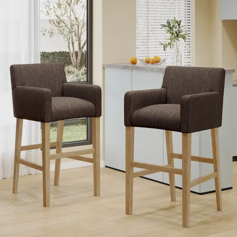 Fabric and Rubberwood 30.5 inch Barstools (Set of 2)