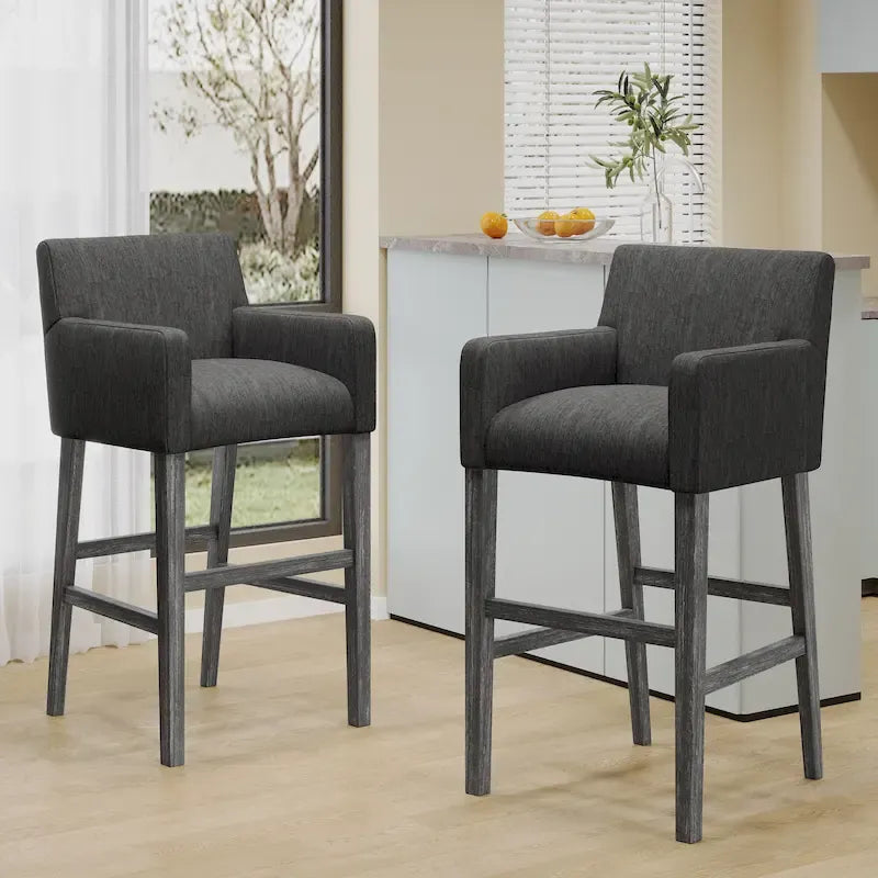 Fabric and Rubberwood 30.5 inch Barstools (Set of 2)