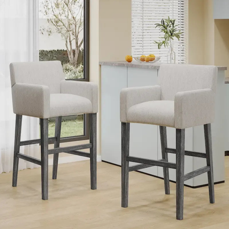 Fabric and Rubberwood 30.5 inch Barstools (Set of 2)