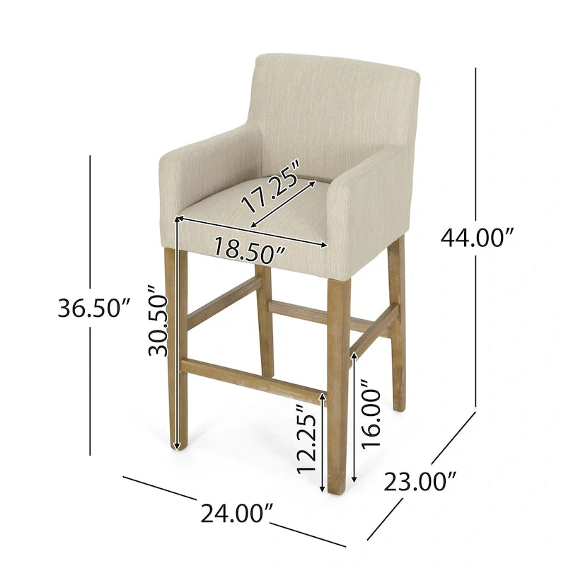 Fabric and Rubberwood 30.5 inch Barstools (Set of 2)