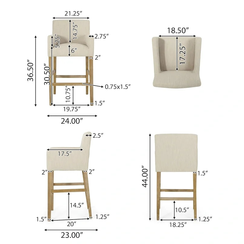 Fabric and Rubberwood 30.5 inch Barstools (Set of 2)