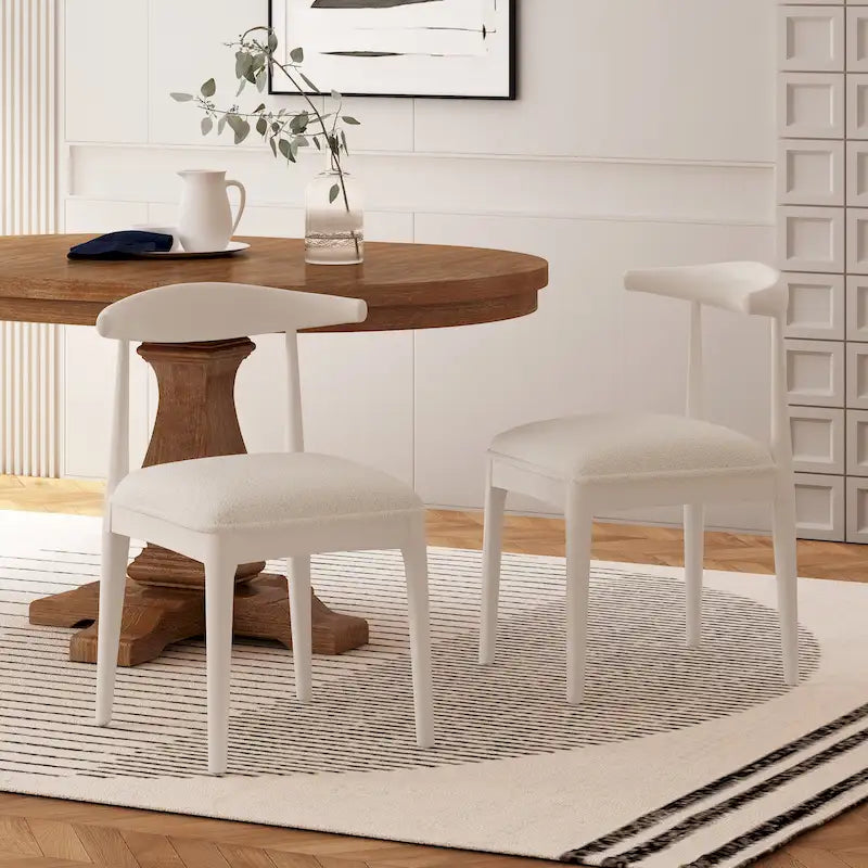 Fabric and Rubberwood Dining Chairs (Set of 2)