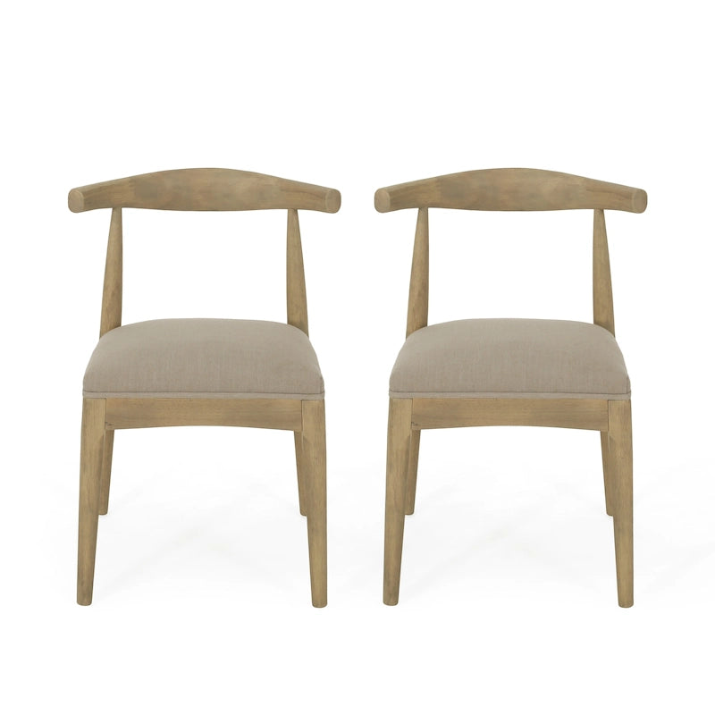 Esszimmerstühle aus Stoff und Gummibaumholz (2er-Set)