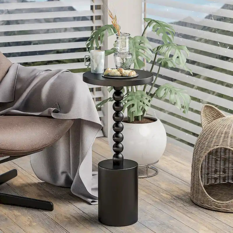 Holz-Säulentisch, moderner Beistelltisch mit Sockel, runder Martini-Tisch für kleine Wohnzimmer und Schlafzimmer
