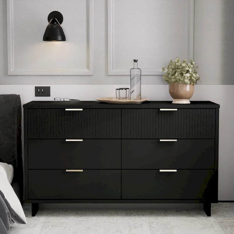 55.07 Modern Double Wide 6 Drawer Dresser
