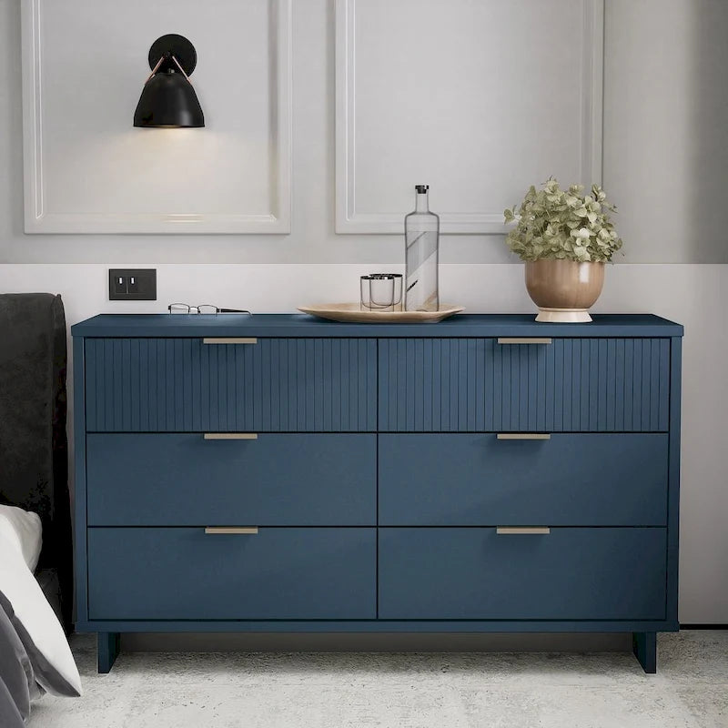 55.07 Modern Double Wide 6 Drawer Dresser