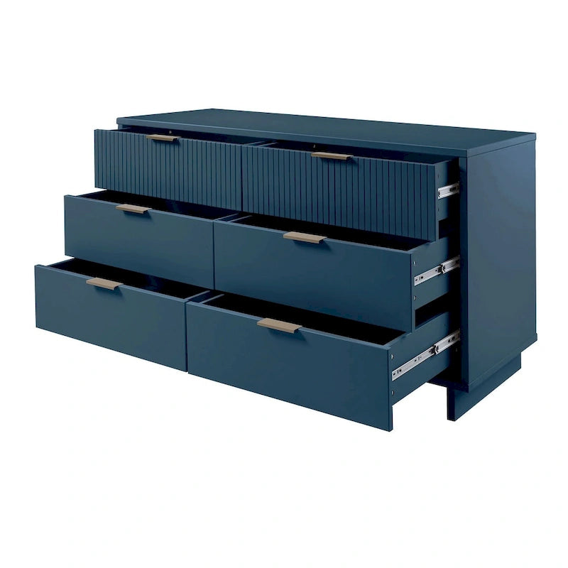 55.07 Modern Double Wide 6 Drawer Dresser