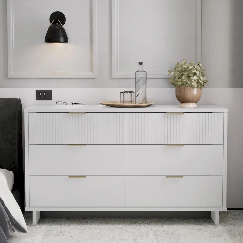 55.07 Modern Double Wide 6 Drawer Dresser
