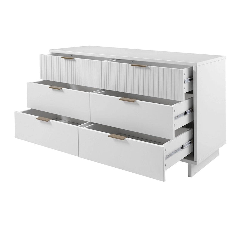 55.07 Modern Double Wide 6 Drawer Dresser