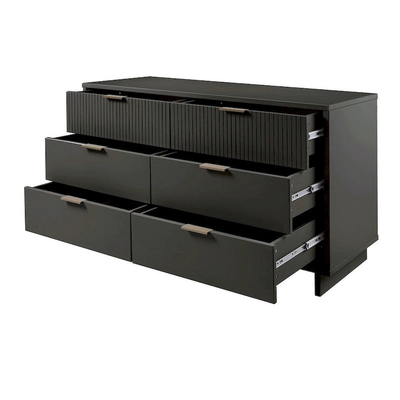 55.07 Modern Double Wide 6 Drawer Dresser