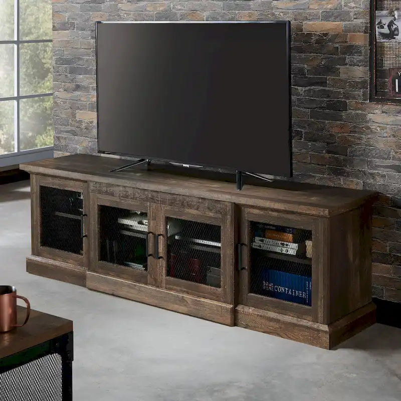 Rustic Reclaimed Oak 69-inch Wide 6-Shelf TV Stand