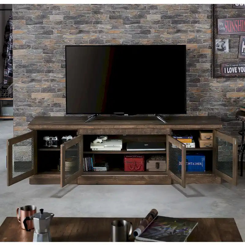 Rustic Reclaimed Oak 69-inch Wide 6-Shelf TV Stand