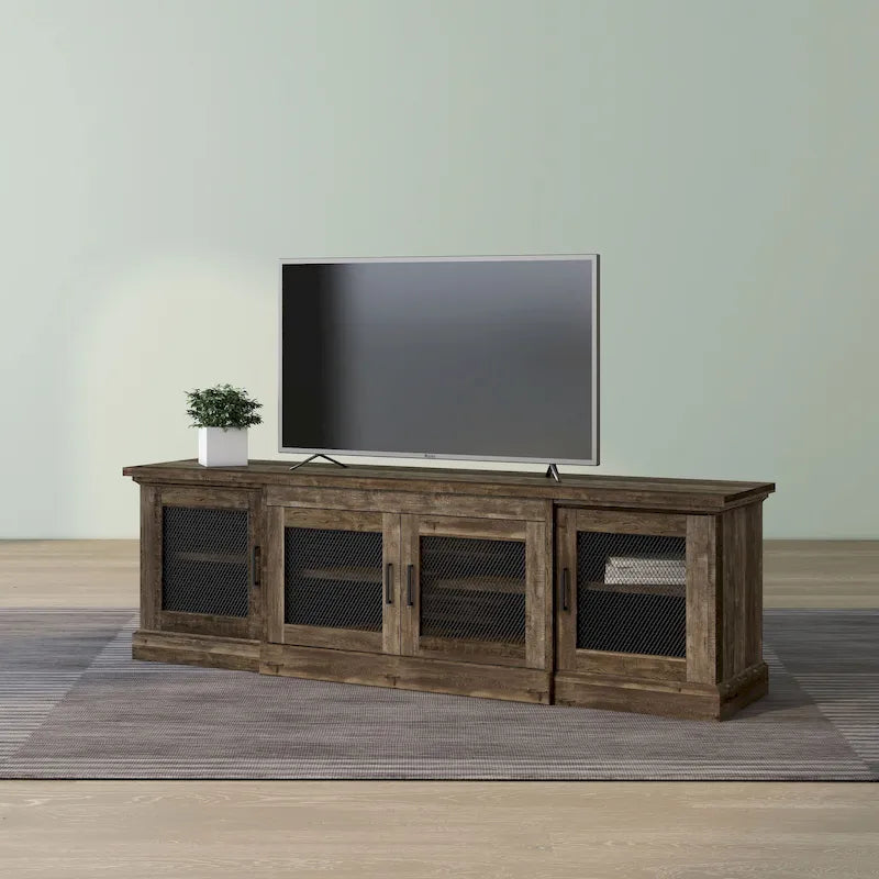 Rustic Reclaimed Oak 69-inch Wide 6-Shelf TV Stand