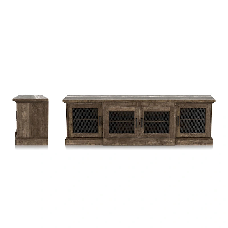 Rustic Reclaimed Oak 69-inch Wide 6-Shelf TV Stand