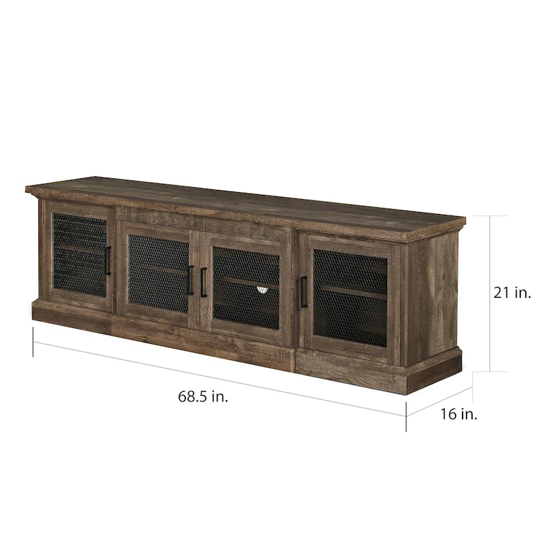 Rustic Reclaimed Oak 69-inch Wide 6-Shelf TV Stand