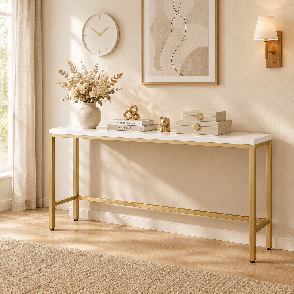 70.9 Extra Long Sofa Console Table, Behind The Couch Table Narrow Entryway Table