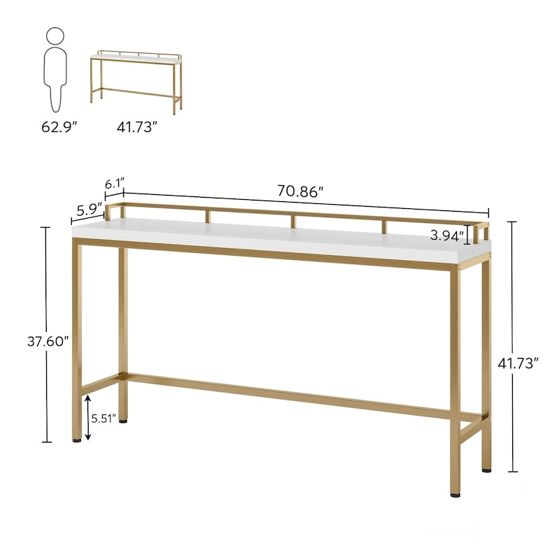 70.9 Extra langer Sofatisch, Konsolentisch hinter dem Sofa, schmaler Flurtisch