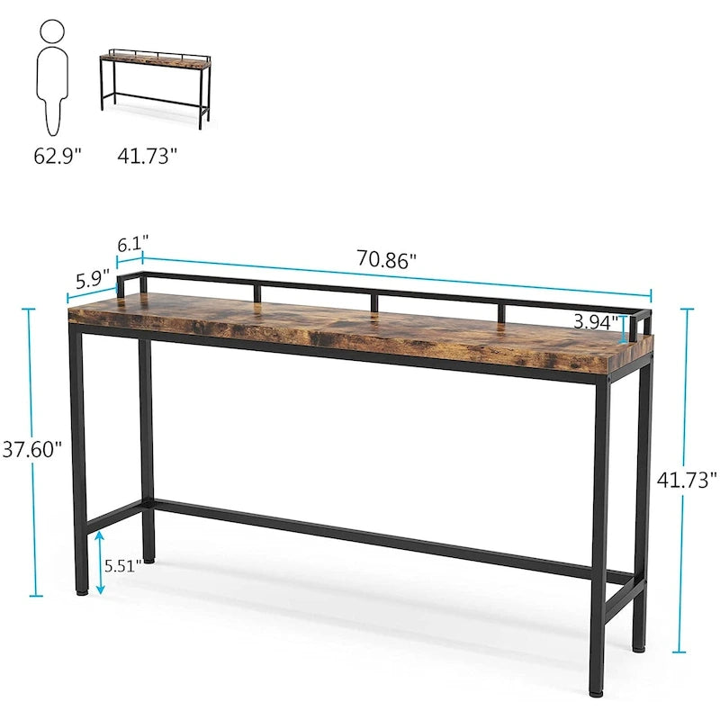 70.9 Extra langer Sofatisch, Konsolentisch hinter dem Sofa, schmaler Flurtisch