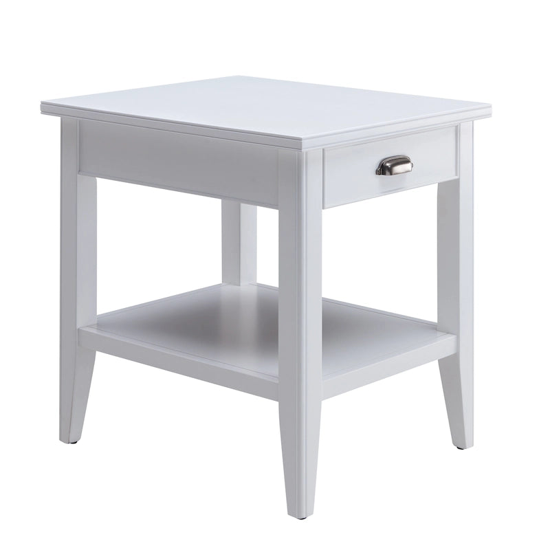 50,8 cm Beistelltisch aus Massivholz mit Ablage und Schublade