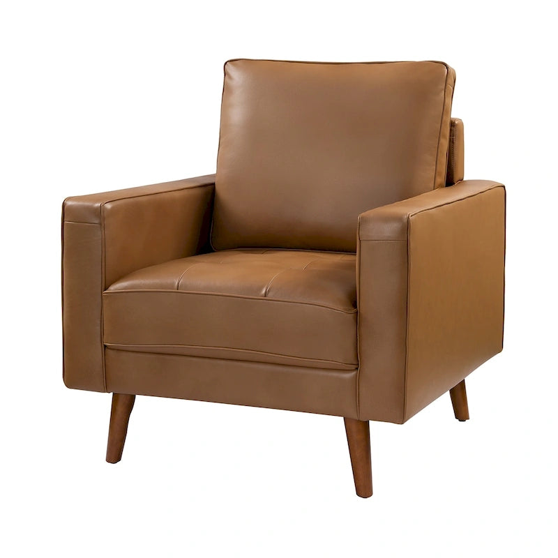 Sessel aus echtem Leder im Mid-Century-Stil