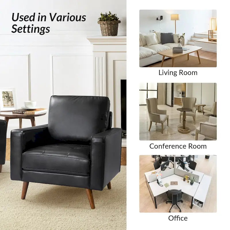 Sessel aus echtem Leder im Mid-Century-Stil