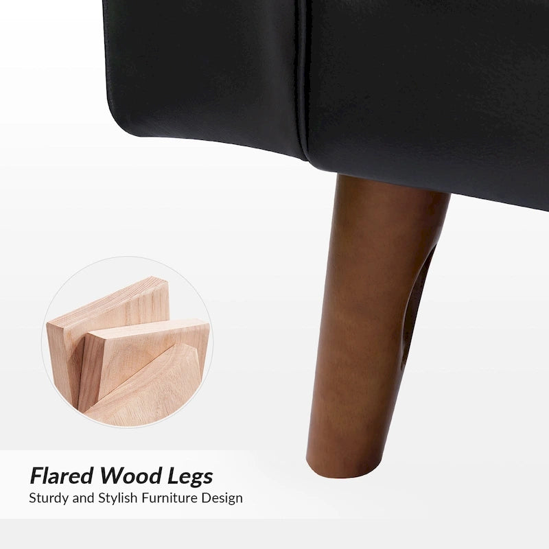 Sessel aus echtem Leder im Mid-Century-Stil