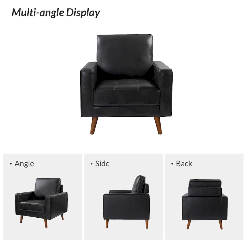 Sessel aus echtem Leder im Mid-Century-Stil