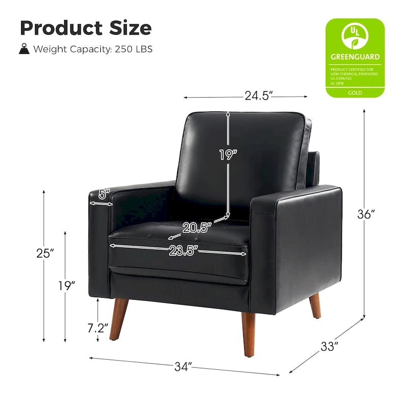 Sessel aus echtem Leder im Mid-Century-Stil