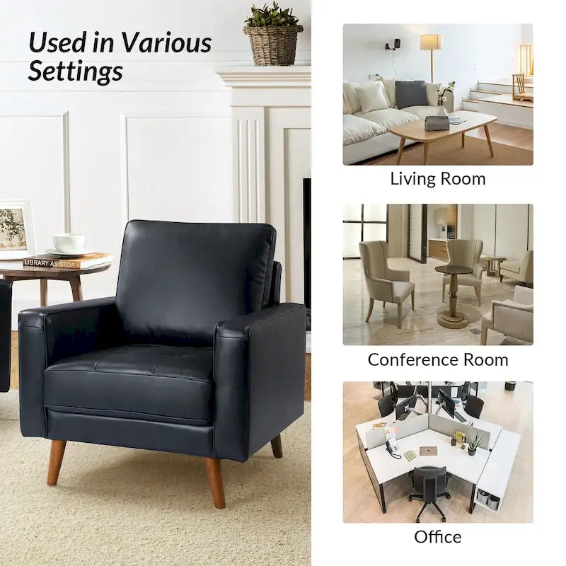 Sessel aus echtem Leder im Mid-Century-Stil