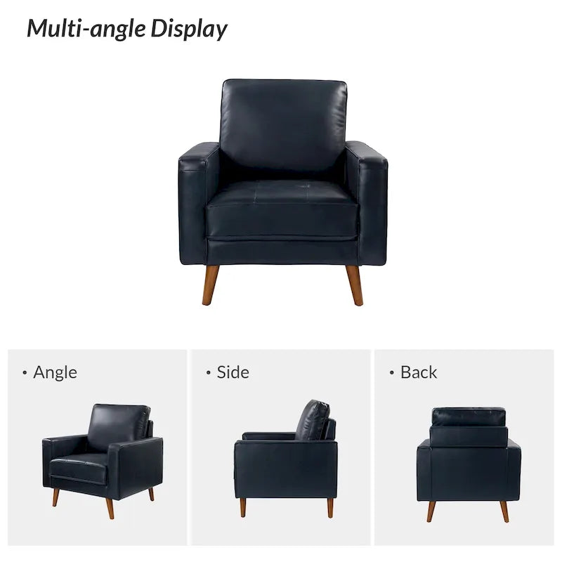 Sessel aus echtem Leder im Mid-Century-Stil