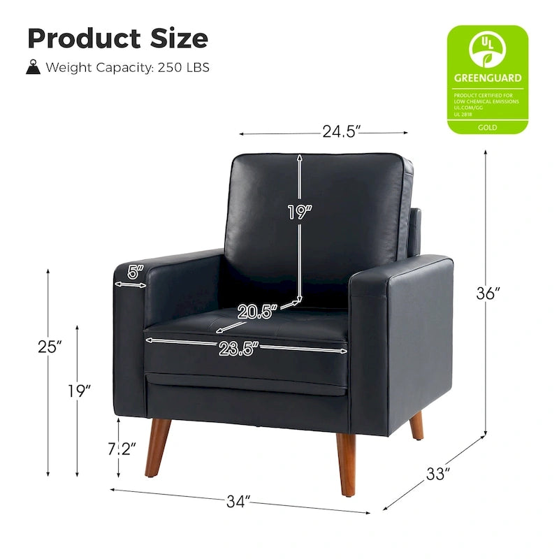 Sessel aus echtem Leder im Mid-Century-Stil
