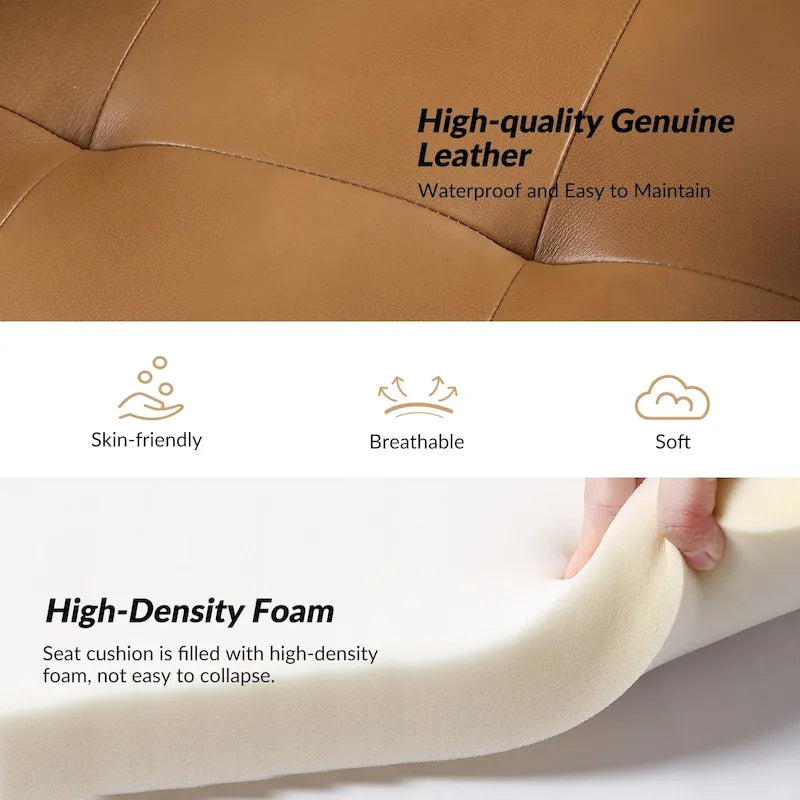 Sessel aus echtem Leder im Mid-Century-Stil