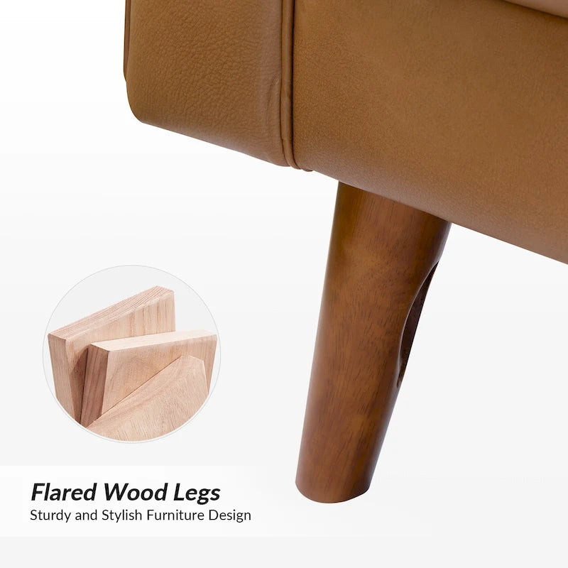 Sessel aus echtem Leder im Mid-Century-Stil