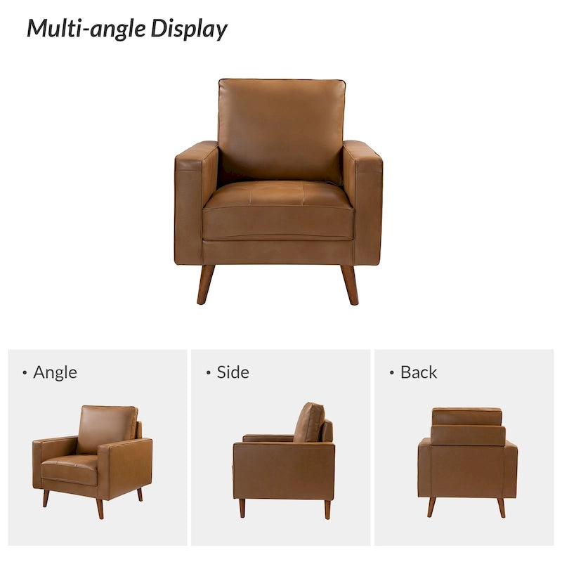 Sessel aus echtem Leder im Mid-Century-Stil
