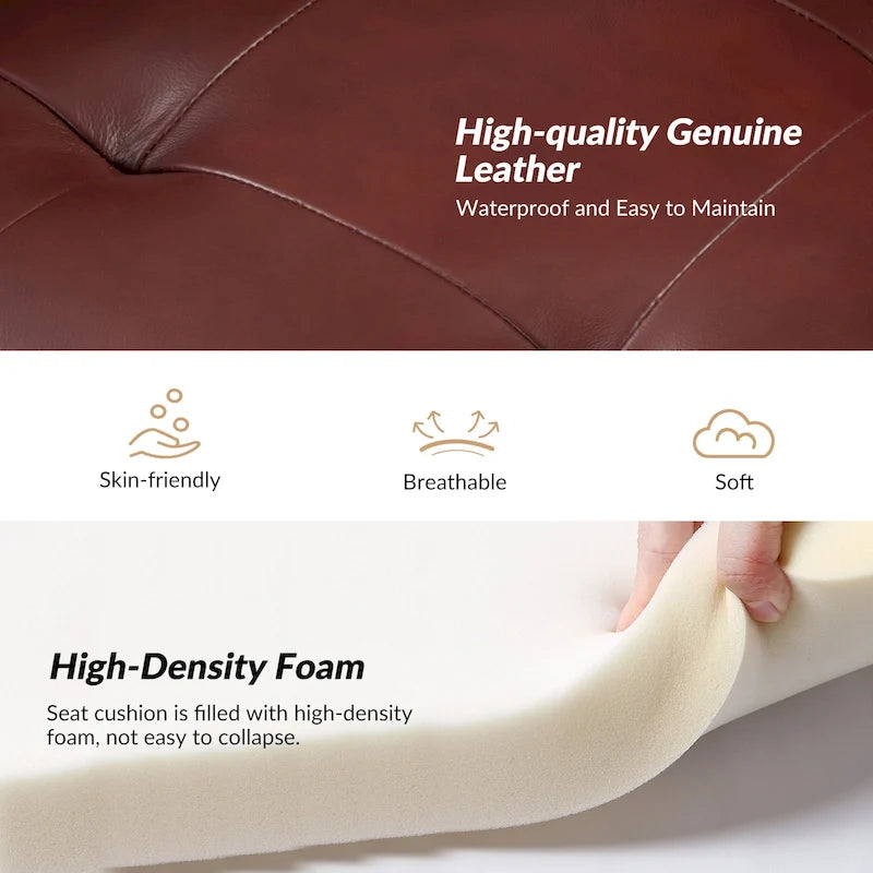 Sessel aus echtem Leder im Mid-Century-Stil