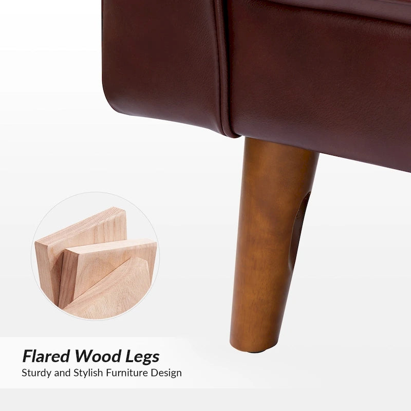 Sessel aus echtem Leder im Mid-Century-Stil