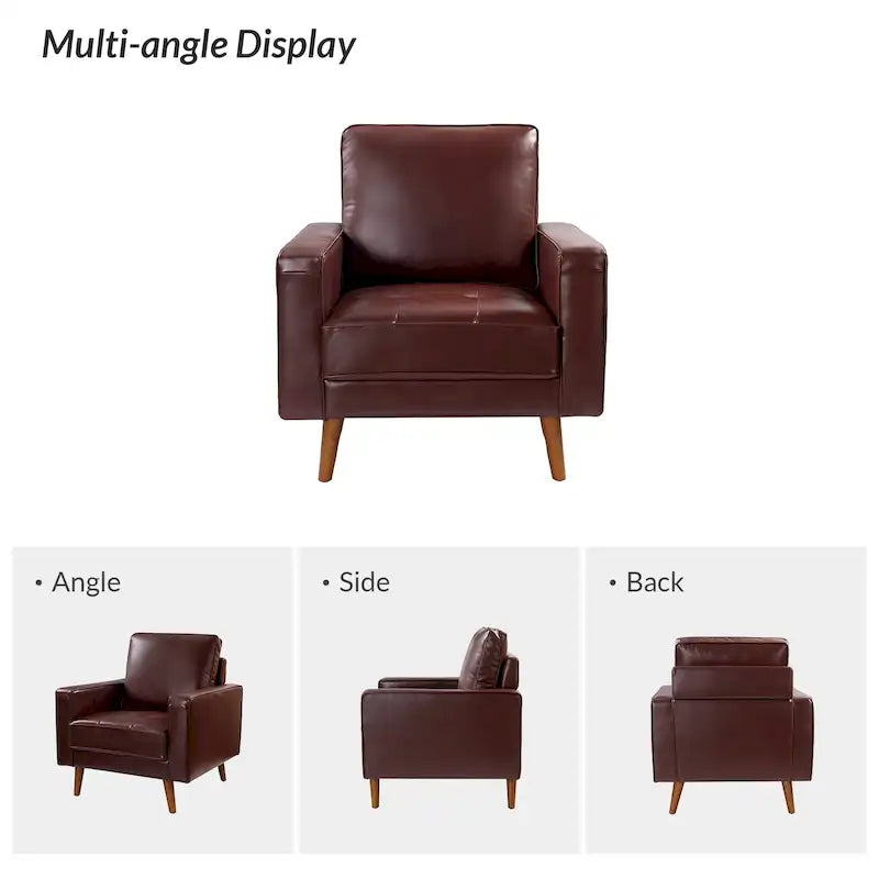Sessel aus echtem Leder im Mid-Century-Stil