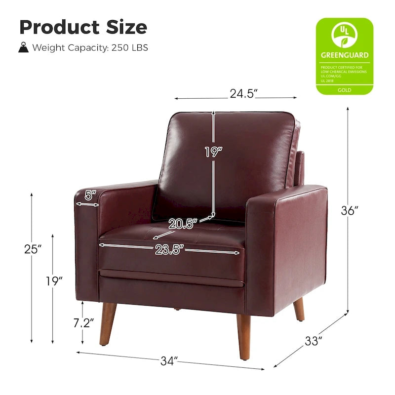 Sessel aus echtem Leder im Mid-Century-Stil