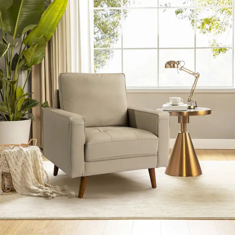 Sessel aus echtem Leder im Mid-Century-Stil