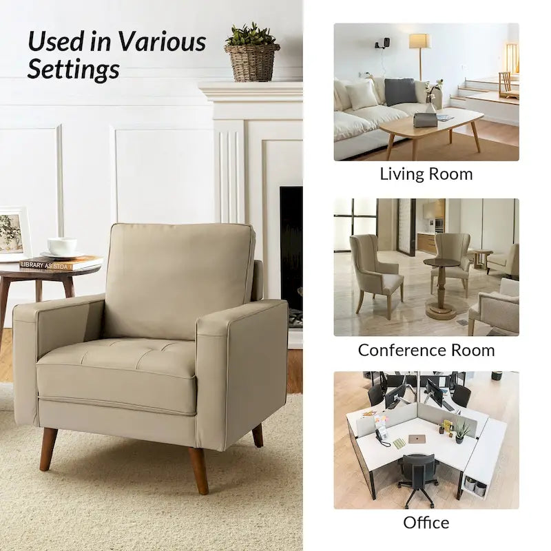 Sessel aus echtem Leder im Mid-Century-Stil