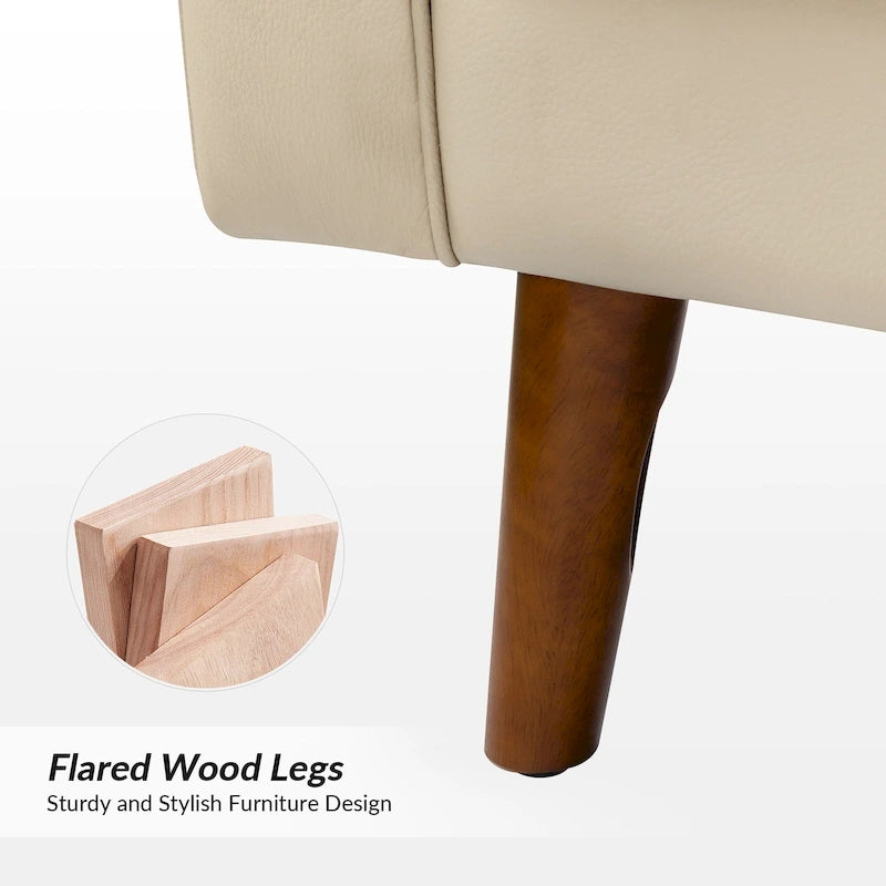 Sessel aus echtem Leder im Mid-Century-Stil