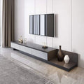 Extendable 118 Modern TV Stand with 3 Spacious Drawers, Adjustable Length Media Console for Living Room