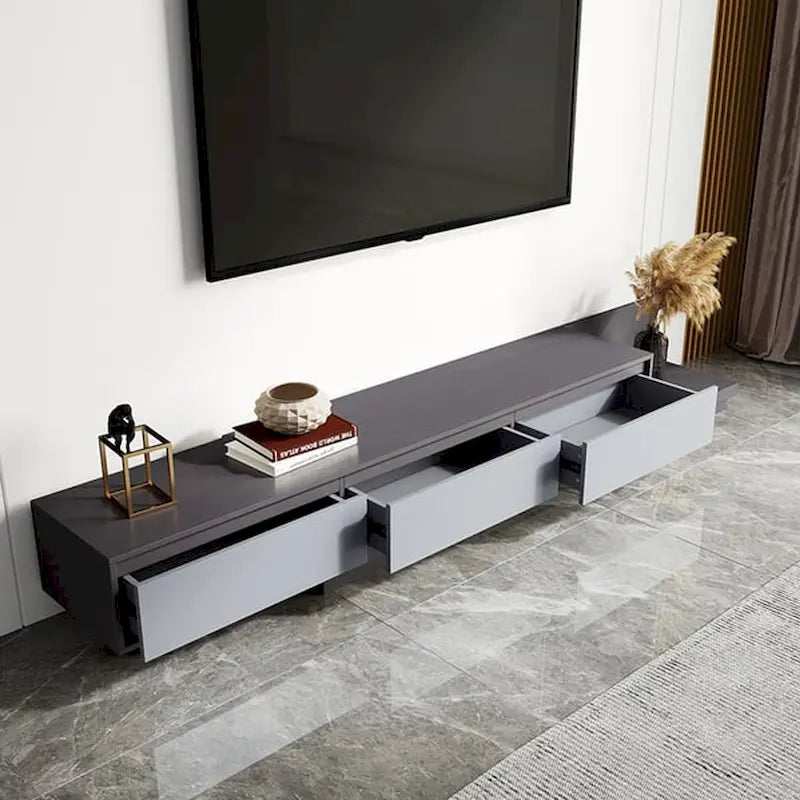 Extendable 118 Modern TV Stand with 3 Spacious Drawers, Adjustable Length Media Console for Living Room