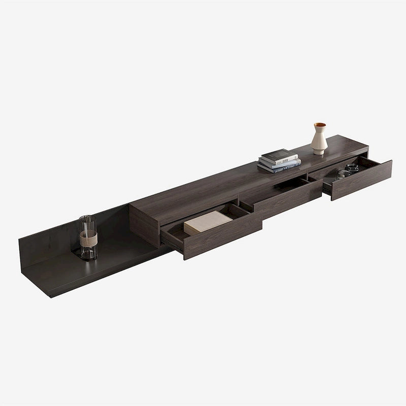 Extendable 118 Modern TV Stand with 3 Spacious Drawers, Adjustable Length Media Console for Living Room